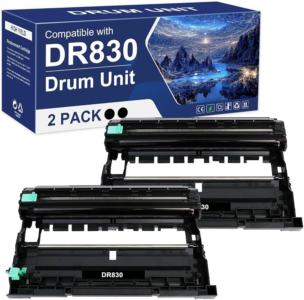 DR830 Drum Unit DR-830 Black 2-Pack Replacement for Brother DR830 DR 830 DR-830 HL-L2400D L2405W L2460DW L2460DWXL L2865DW L2480DW DCP-L2640DW MFC-L2807DW L2820DW L2820DWXL Printer (Not Toner) - Product Image