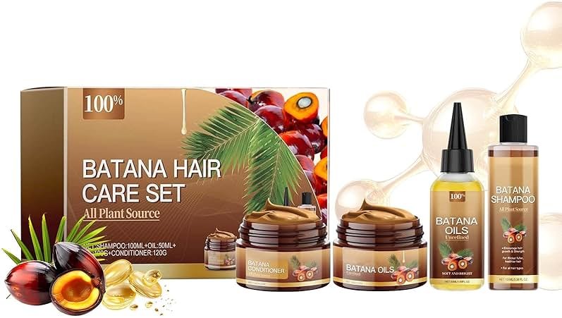 Batana Oil Shampoo and Conditioner Set - Unrefined Batana Mask & Oil for Hair Growth & Loss, Natural Care Set for All Hair Types - Product Image
