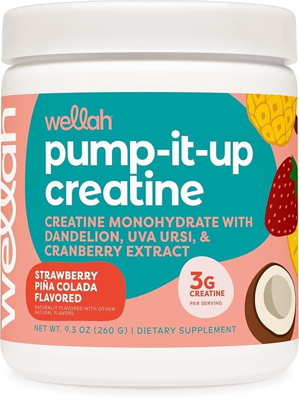 Wellah Creatine for Women (50 Servings, Strawberry Pina Colada) - Creatine Monohydrate with Dandelion & Cranberry Extract - Product Image
