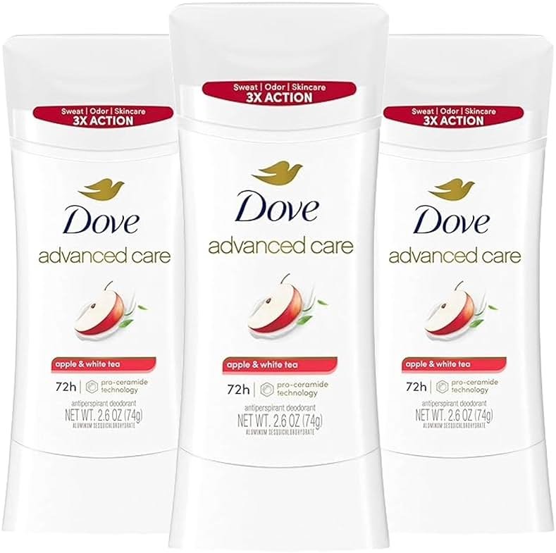 Dove Advanced Care Deodorant Stick Apple & White Tea with 72-hour Sweat & Odor Protection, 2.6 oz (Pack Of 3) - Product Image