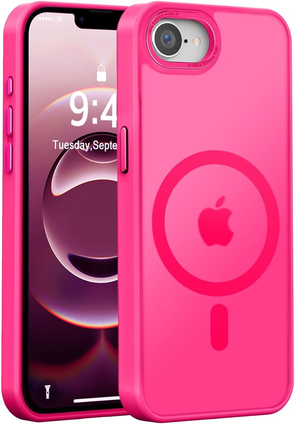Newfuture Designed for iPhone 17e Case & iPhone 16e Case with Magnetic [13 FT Military Drop Protection] [Compatible with Magsafe] Slim Translucent Shockproof with Anti-Fingerprint Phone Case, Hot Pink - Product Image