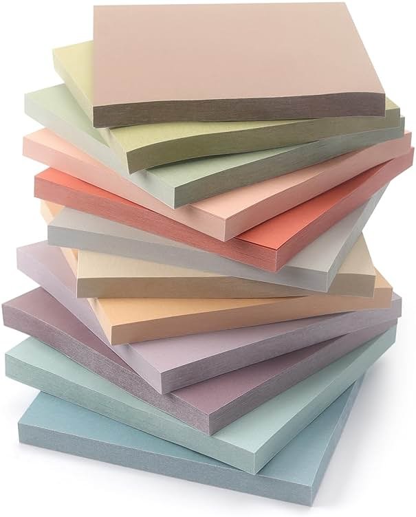 Osboo Sticky Notes 3x3 Inch, 12 Pack, 12 Assorted Vintage Color Self-Stick Notes Pads, 50 Sheets/Pad, Perfect for Office, School, and Home Organization - Product Image