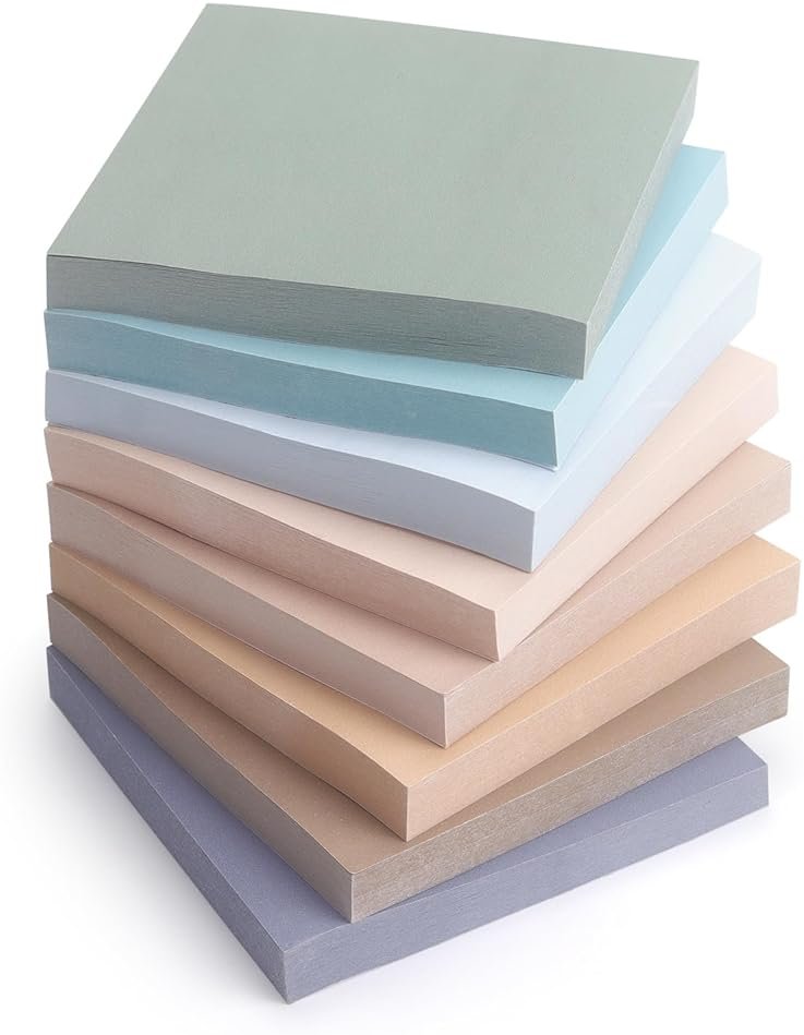 Vintage Colors Sticky Notes 3x3 inch, 8 Pads, Self-Stick Note Pads, Super Sticky Self-Adhesive Sticky Notes, 8 Pads/Pack, 80 Sheets/Pad - Product Image