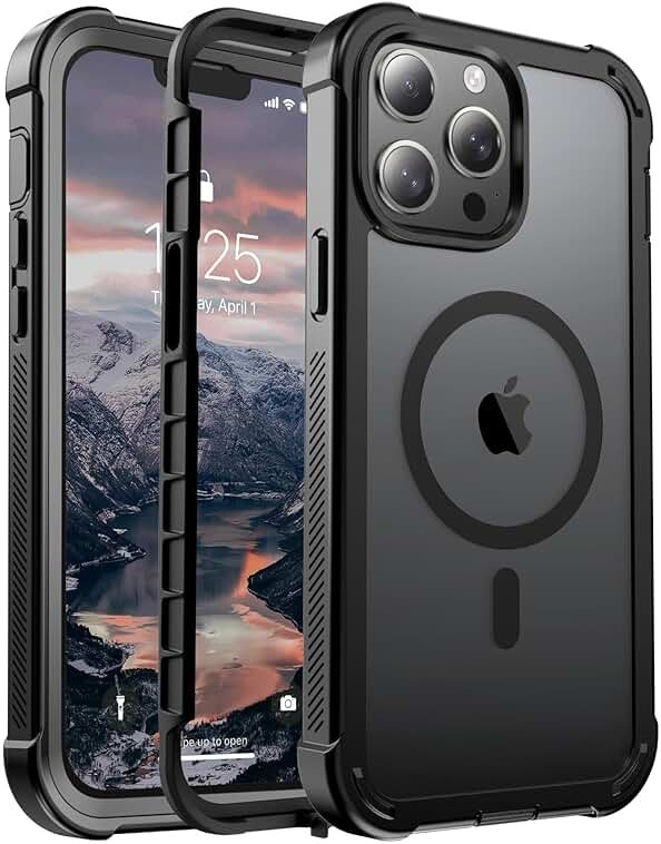 jaroco Magnetic for iPhone 13 Pro Max Case, [Compatible with MagSafe][Military Grade Drop Protection][Heavy Duty Protection][Non-Slip][Shockproof] 2-Layer Durable Bumper Phone Case 6.7''-Black - Product Image
