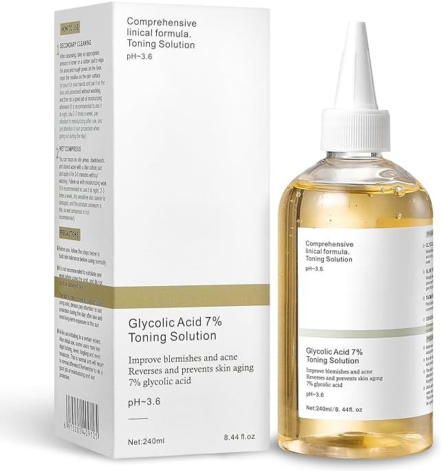 7% Glycolic Acid Exfoliating Toner, Gentle Exfoliating Toner, Smooth Skin, Restores Skin Vitality and Refreshing, Hydrating Formula, Pore Minimizer-240ml/8.44 fl.oz. - Product Image