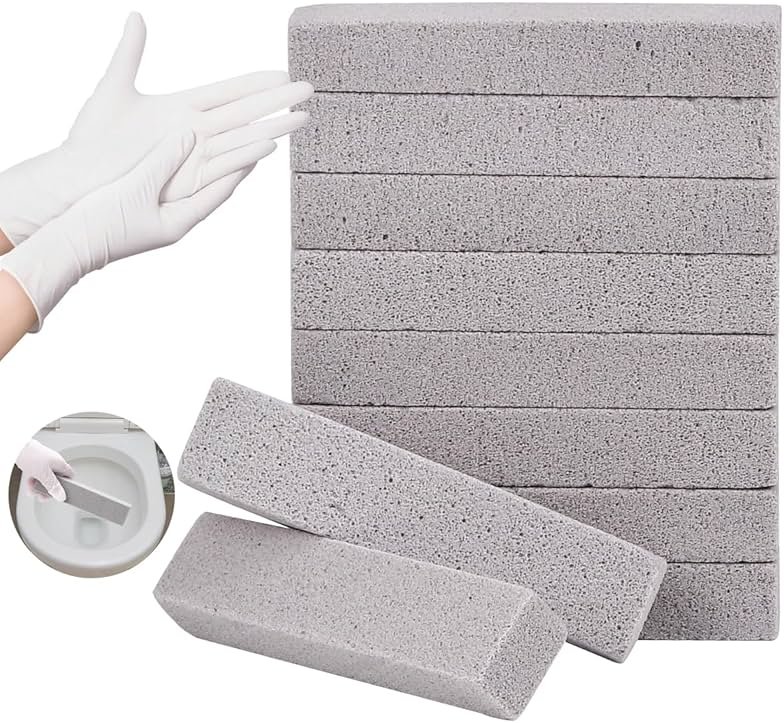 Herda 10 Pack Pumice Stone for Toilet Bowl Cleaning, Powerfully Pumice Stick for Cleaning Hard Water Rings, Calcium Buildup, Rust, Pumice Bar for Toilets, Bathtubs, Grills, Swimming Pools, Sinks - Product Image