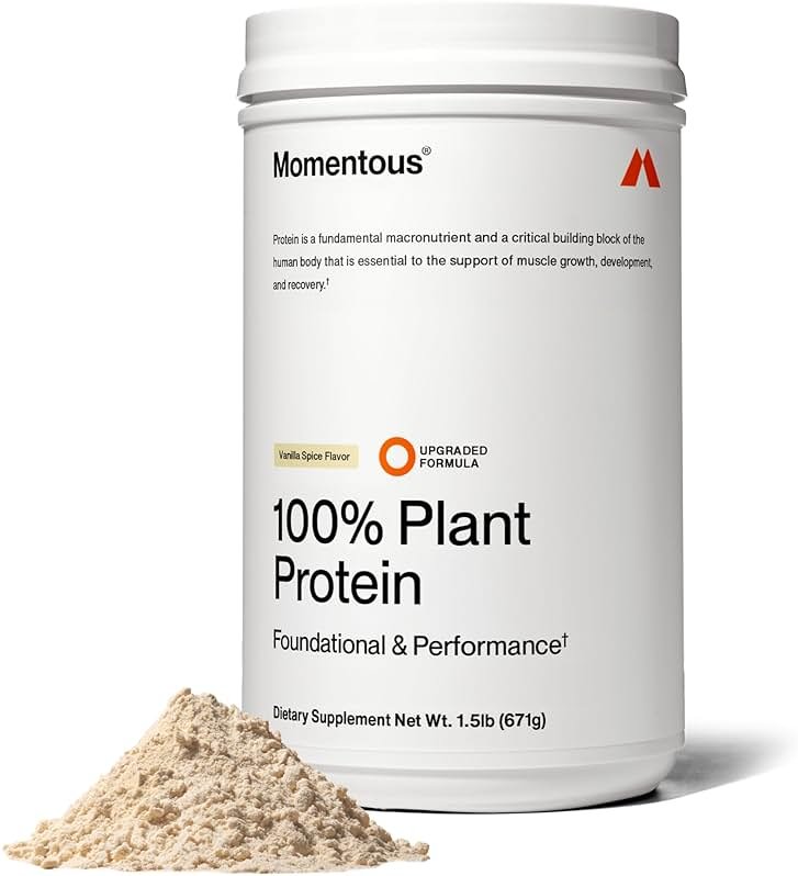 Momentous Vegan Protein Powder - 20 g Plant-Based Protein - NSF Certified for Sport - Gluten-Free - Non-GMO - 22 Servings for Essential Everyday Use - Vanilla Spice - Product Image