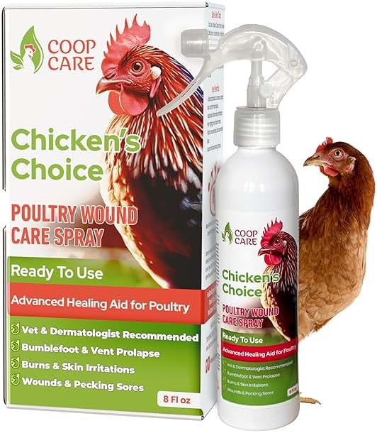 Chicken's Choice Wound Care for Chickens & Birds. Advanced Wound Care Spray for Poultry. Works for Bumblefoot, Vent Prolapse, Pecking Sore, Burns & Skin Irritations. 8 oz Ready to Use Spray - Product Image