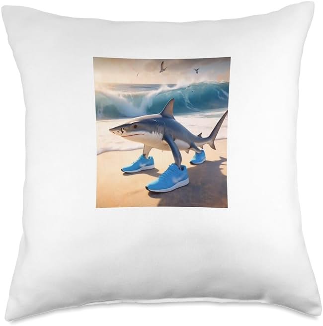 Tralalero Tralala Funny Gen Alpha Shark Meme Throw Pillow - Product Image
