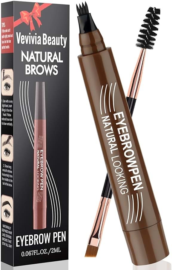 Eyebrow Pencil - Microblading Eyebrow Pen Waterproof 4 Fork Tip Multi-Used Eye Brow Pencils for Women Long-Lasting, Precise Natural Brow Magic Eyebrow Pencil with Hair Like Strokes，LightBrown - Product Image