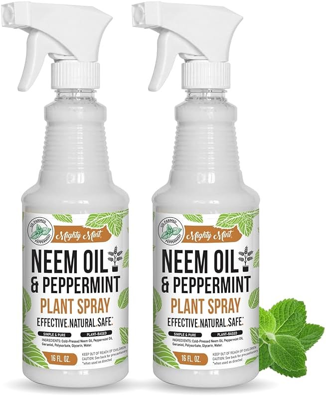 Mighty Mint Neem Oil & Peppermint Plant Nutrient Spray – Natural Leaf Shine for Indoor & Outdoor Use – Plant-Based Formula for Stronger, Healthy Plants - 16 oz (Pack of 2) - Product Image