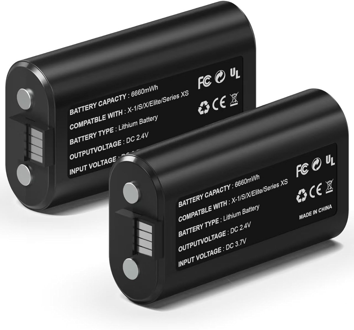 Wzygdzsw 2×6660mWh Rechargeable Battery Pack for Xbox Series X/S & One/S/X/Elite Controllers, Overcharge/Short-Circuit Protection | Play & Charge, FCC/CE Certified (Includes 2 Battery Only) - Product Image