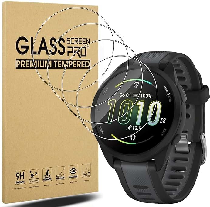LIANCGJUE 4 Pack Anti-Scratch Film for Garmin Forerunner 165 Screen Protector, 9H Hardness Tempered Glass Full Protective for Garmin Forerunner 165 Smartwatch - Product Image
