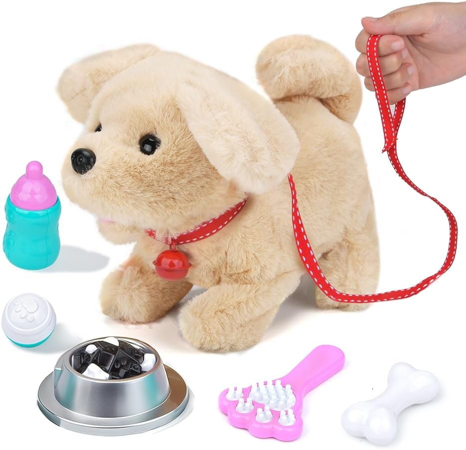 Fegalop Electric Interactive Dog Plush Golden Retriever Toy Puppy Plush Pet Dog-Walking,Barking,Tail Wagging Interactive Companion Animal Toys School Prize Birthday for Kids Toddler Boys Girls - Product Image