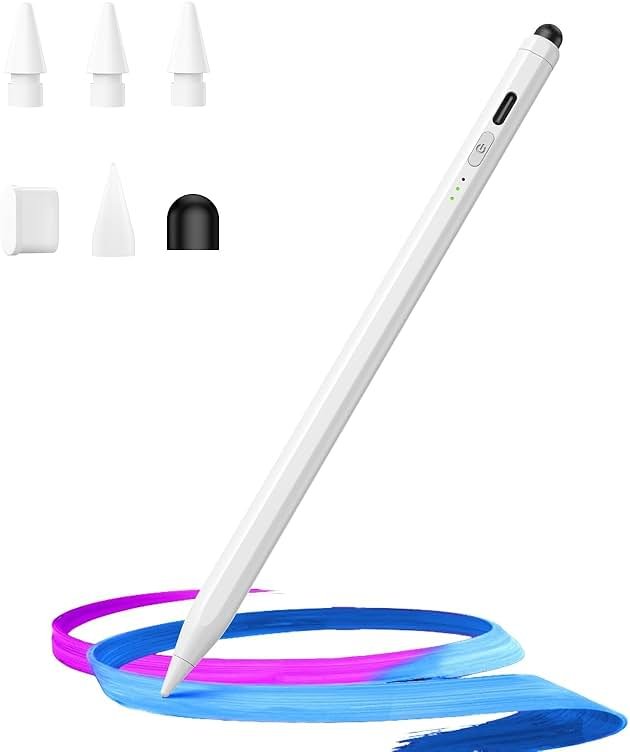 Hastraith Dual Tip Stylus Pen for iPad(2026-2018),13 Mins Fast Charge with Tilt Sensitivity and Palm Rejection for iPad 11/10/9/8/7/6th Gen,Air 7/6/5/4/3/M3/M2,Pro 13"/12.9"/11"/M4, Mini 7/6/5th,White - Product Image