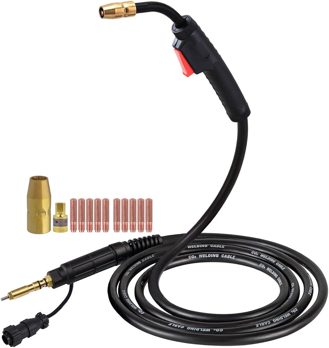 MIG Welding Gun Torch fits Hobart 245926 Hobart Handler 190/210/210MVP Mig Welders Parts,100A 15ft Hobart Welder Replacement Hobart H100S4-10 245926 with .030" .035" Tip-Nozzle-Diffuser - Product Image