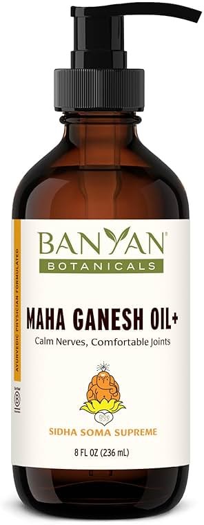 Banyan Botanicals Maha Ganesh Oil+ – Organic Deep Tissue Massage Oil – Soothing Massage Oil for Muscle and Joint Health – 8 oz – Non GMO Sustainably Sourced Ayurvedic Physician Formulated - Product Image