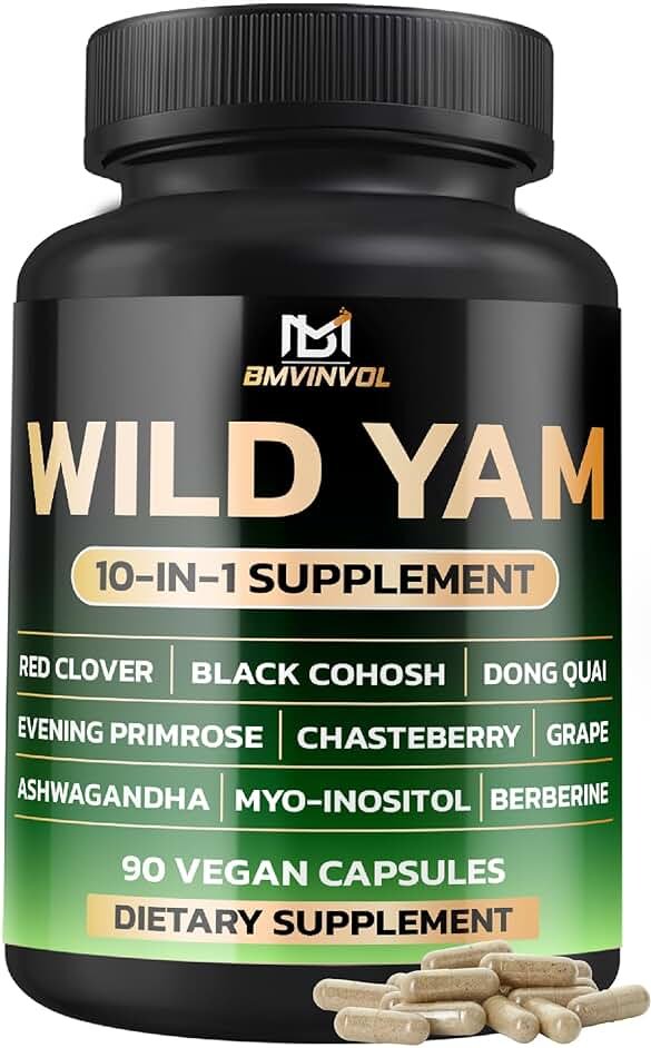 BMVINVOL Wild Yam Supplement | Red Clover, Black Cohosh, Evening Primrose, Berberine, Myo-Inositol - [ 90 Capsules] - Product Image