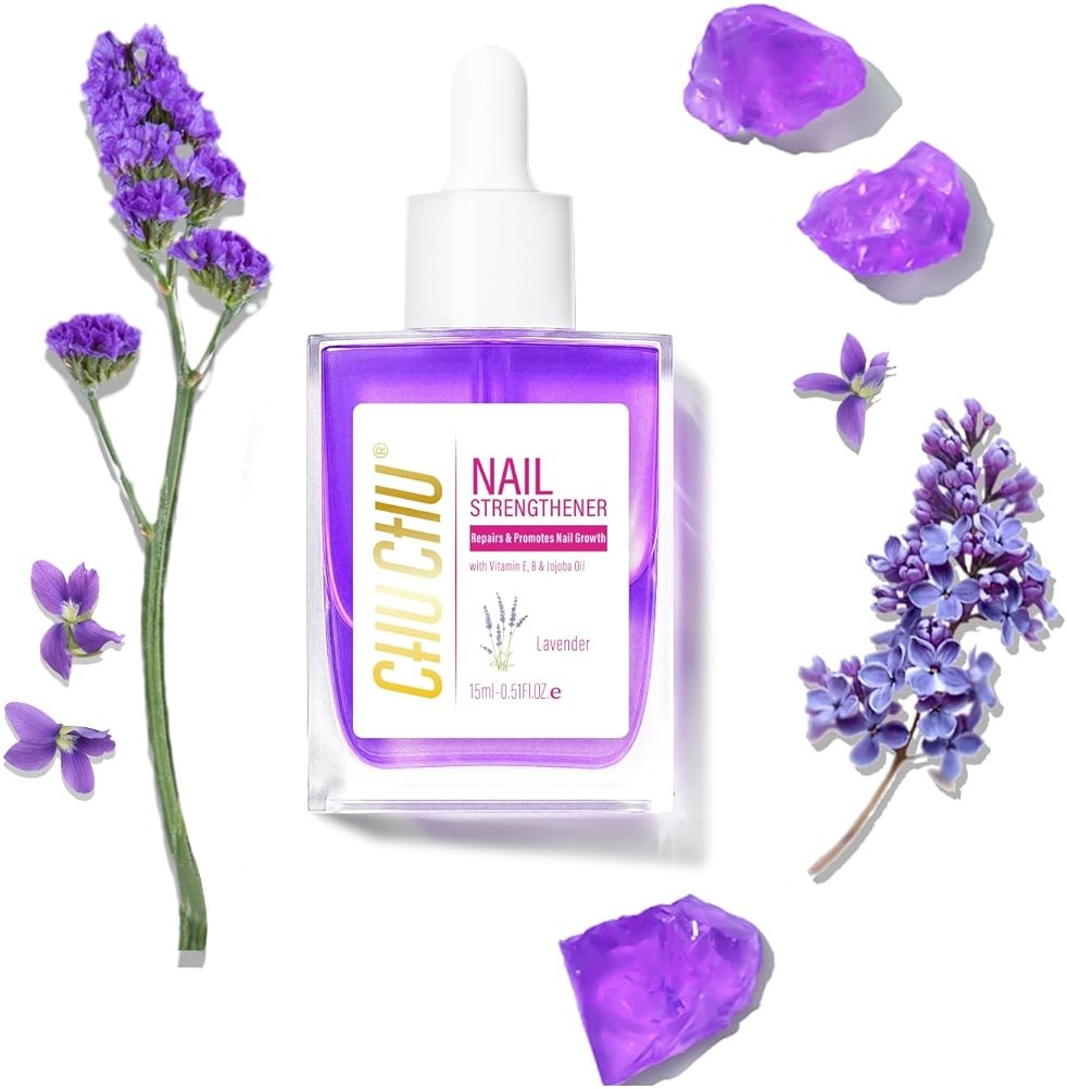 CHUCHU Nail Cuticle Oil Strengthener - Lavender Nail Repair Growth Moisturizing Treatment - Natural Jojoba Vitamin B & E for Dry Cracked Nails - Product Image
