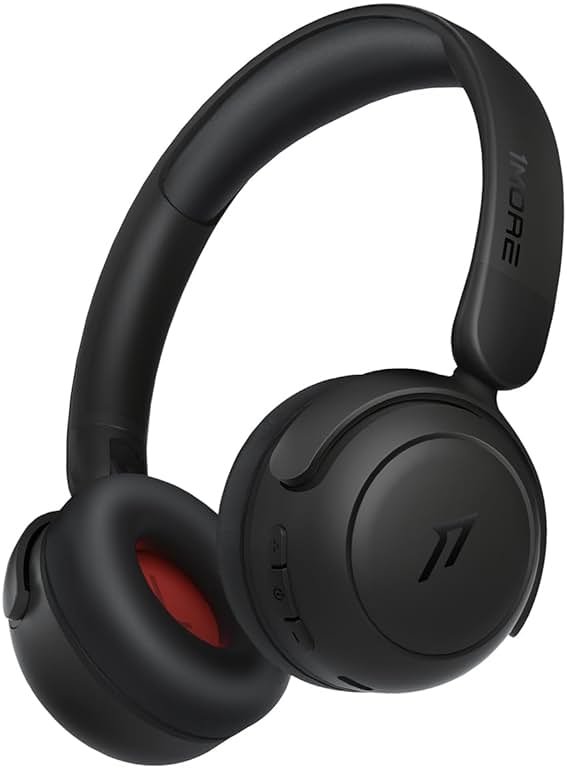 1MORE HQ20 Wireless On-Ear Headphones with Microphone, 85dB Safe Volume, 65H Playtime, Lightweight Foldable Bluetooth Headphones for School/Travel, Android and iOS Compatible, Black - Product Image