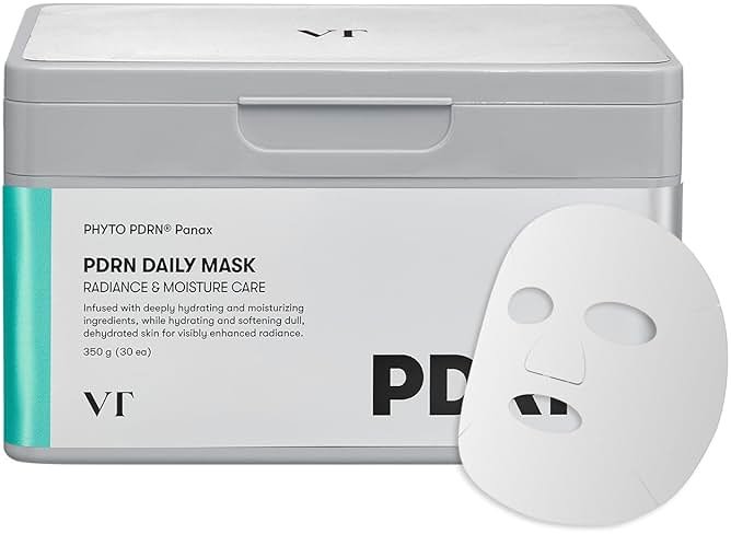 VT COSMETICS PDRN Daily Hydrating 30 Sheets Mask, Vegan PDRN Face Masks with Ceramide, Hyaluronic Acid & Panthenol, Ultra-Thin Moisturizing Mask for Glass Skin & Daily Hydration, Korean Skincare - Product Image