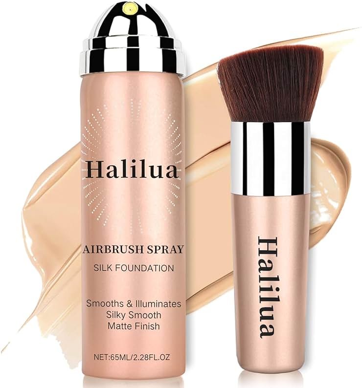 Airbrush Foundation Spray with Brush - Full Coverage Magic Minerals Airbrush Foundation for Smooth Radiant Finish, Hydrating Makeup for a Flawless, Natural Finish, Breathable (Nude) - Product Image