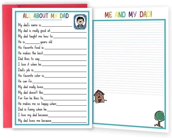 BENNLOOS Lovely Fill In The Blanks Father's Day Card for Dad, Funny Father’s Day Gift from Daughter Son, Happy Birthday Cards for Dad, Gift for Daddy - Product Image