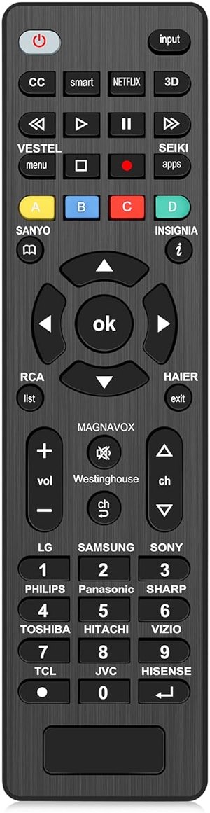 Hujidar G008 Universal Remote Control Replacement for Samsung LG Sony Vizio TCL Hisense Sharp Philips Panasonic Toshiba Insignia Smart TV, IR Wireless Control No Pairing Needed - Product Image