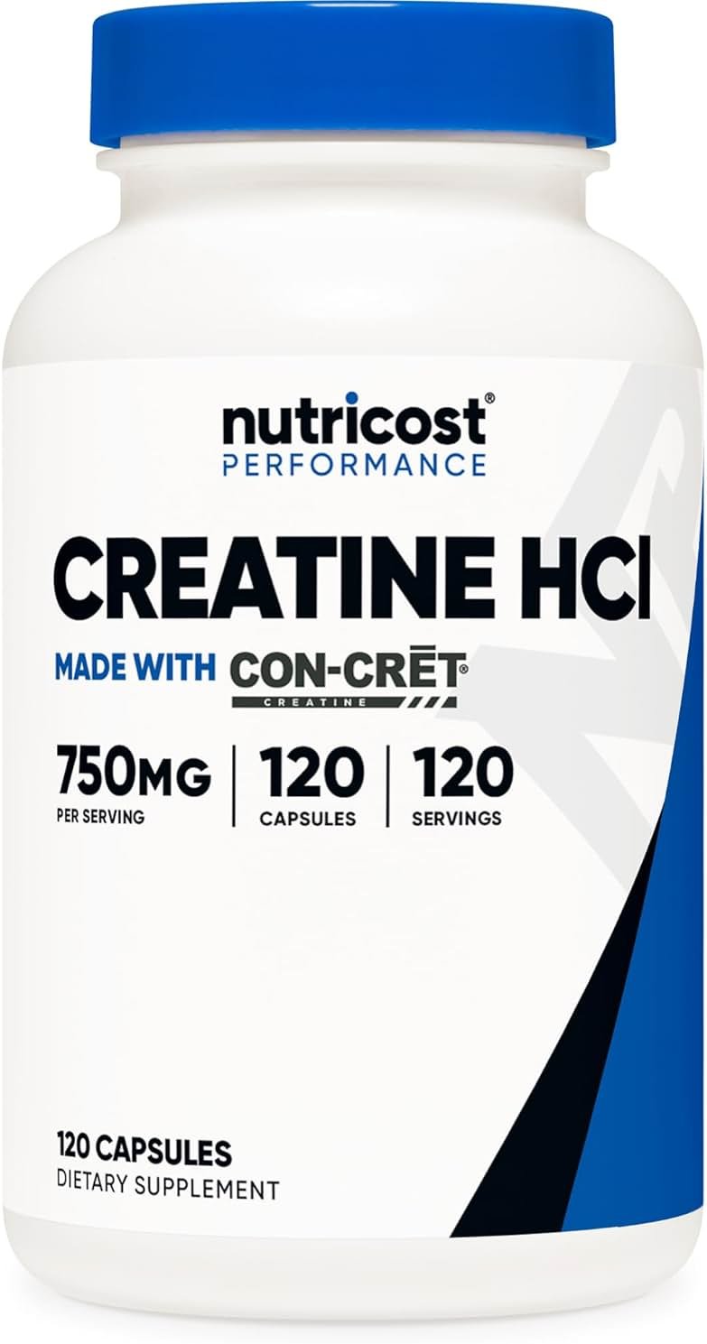 Nutricost Creatine HCl 120 Capsules - Made with CON-CRET Creatine, 750 MG Per Capsule - Product Image