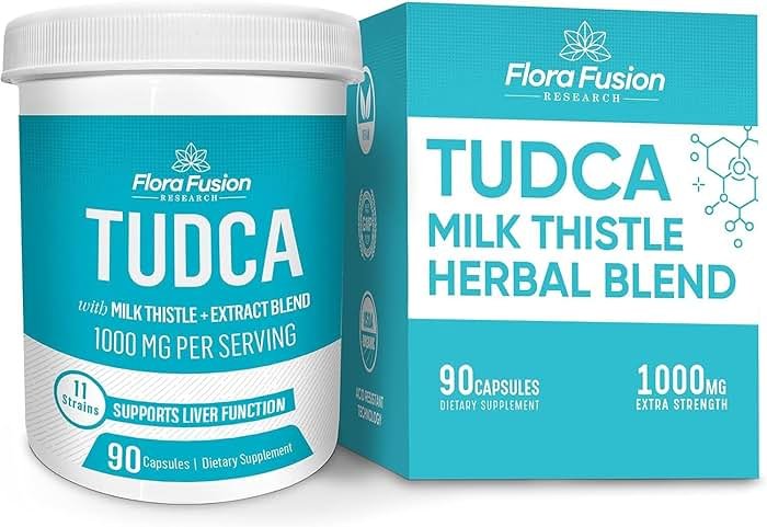 Flora Fusion Dr. Miller's TUDCA with Milk Thistle Extract, 1000mg per Serving, Liver and Gallbladder Cleanse Supplement, Supports Liver Function, 90 Capsules (45-Day Supply) - Product Image