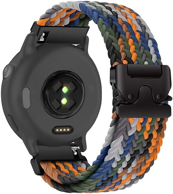 Nylon Braided Watch Band for Garmin Vivoactive 6/Vivoactive 5/Forerunner 570 42mm/165/165 Music/Approach S50/S44, Secure Parachute-Style Buckle Strap for Garmin Venu Sq 2/Sq 2 Music Edition, Colorful - Product Image
