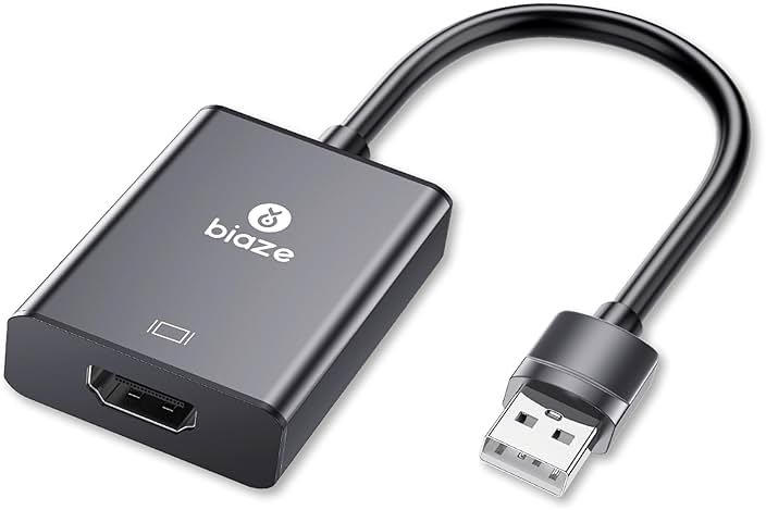 biaze USB to HDMI Converter, Supports 4K@60Hz HDR, Compatible with laptops/desktops/TVs/Monitors/projectors. HDMI to USB Adapter, Compatible with Windows/Mac Systems (USB to HDMI Converter) - Product Image