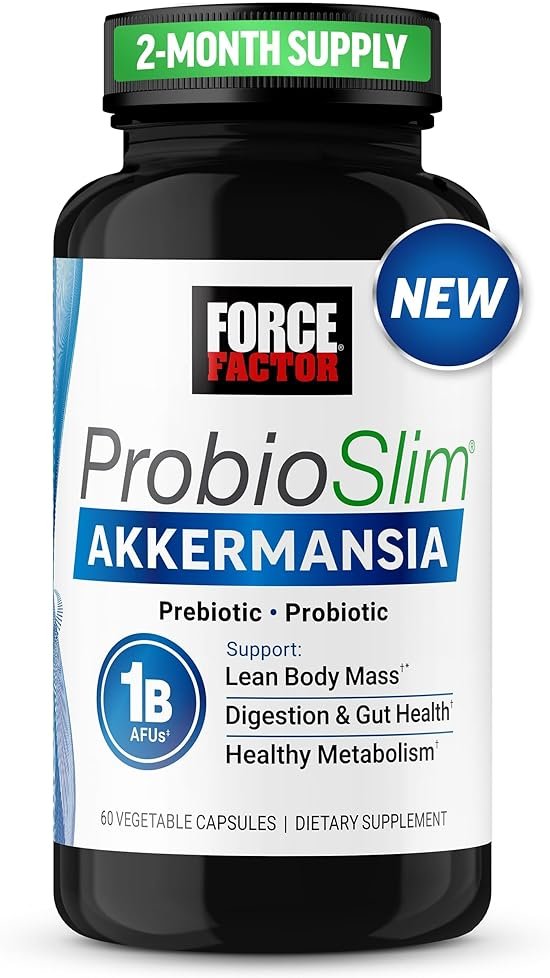 Force Factor ProbioSlim Akkermansia Prebiotics & Probiotics, with 1B AFUs Akkermansia Muciniphila, Prebiotics & Chromax Chromium, Support Lean Body Mass, Digestion & Gut Health, 60 Vegetable Capsules - Product Image