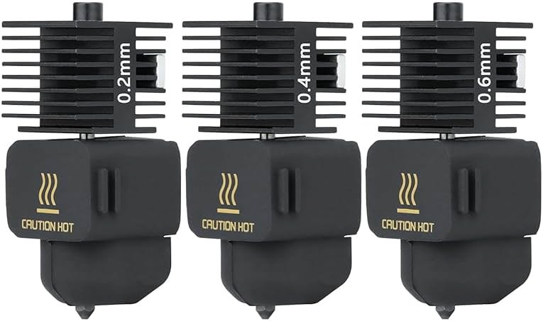 3pac A1 Mini/A1/A2L Hotend Print Head Hot End Kit 0.2mm+0.4mm+0.6mm Extruder Upgrade High Temperature 0.4 mm Hardened Steel Nozzle Replacement with Silicone Cover Sock for Bambu Laboratory 3D Printer - Product Image
