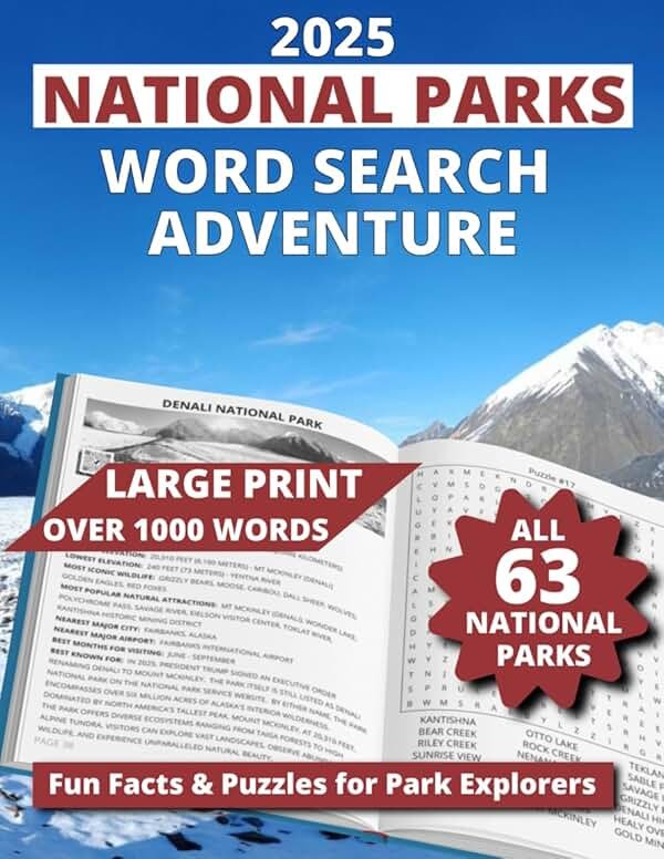 2025 National Parks Word Search Adventure: Fun Facts & Puzzles for Park Explorers - Product Image