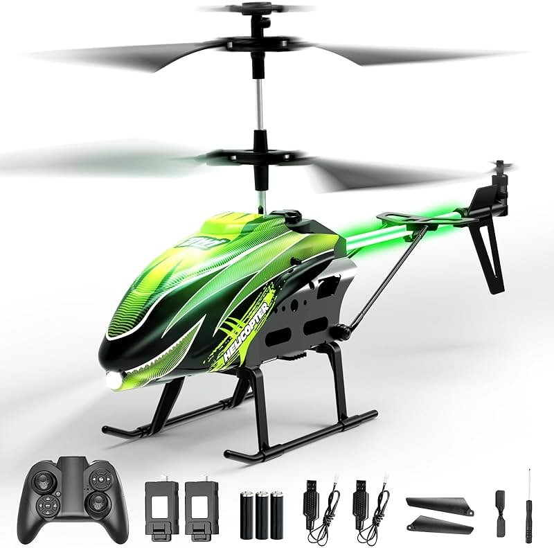 Dwi Dowellin RC Helicopter, Remote Control Helicopter Toy for Kids with 26 Mins Flight(2 Batteries), 8 Light Modes,Easy Control for Boys Girls Age 8-12(Green) - Product Image