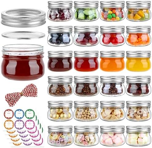 UrSpeedtekLive 24 Pack 4 oz Mason Jars with Regular Lids and Bands, Small Canning Jars, Mini Glass Jars for Honey Jelly Jam Crafts - Product Image