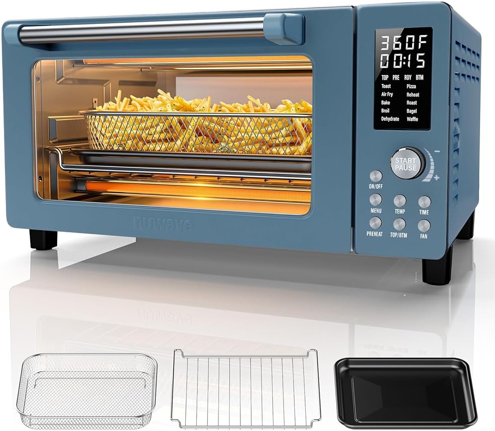 Nuwave Bravo Pro Convection Air Fryer Toaster Oven Combo, 2025 New and Improved, 10-in-1, 50°-450°F Temp Controls, Quick & Even Crisp Technology, 21Qt Capacity, Cozy Blue, PFAS Free - Product Image