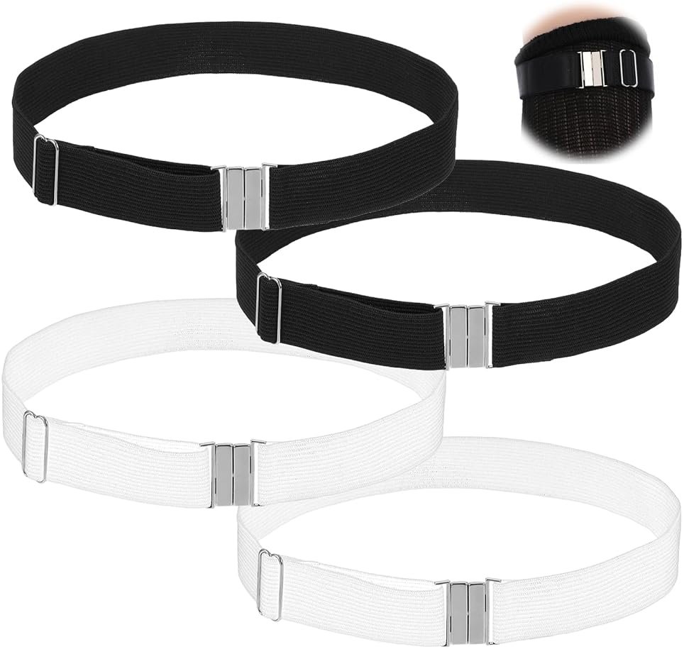 PKRFCJ 4 PCS Thigh Garters for Women, Adjustable Elasticity Thigh Garter Belt, Thigh Garters for Women with Adjustable Buckle, for Thigh Leg Harness Belts(Black,White) - Product Image