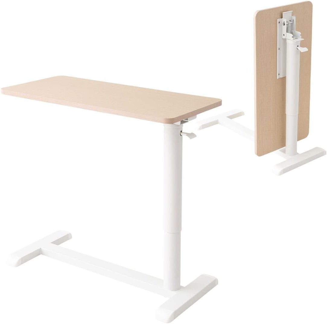 EMOOR Foldable C-Shaped Lifting Side Table Ciudad (Natural), Height Adjustable Space-Saving Metal Frame Bedside Sofa Couch Stand End Table Laptop Desk Snack - Product Image