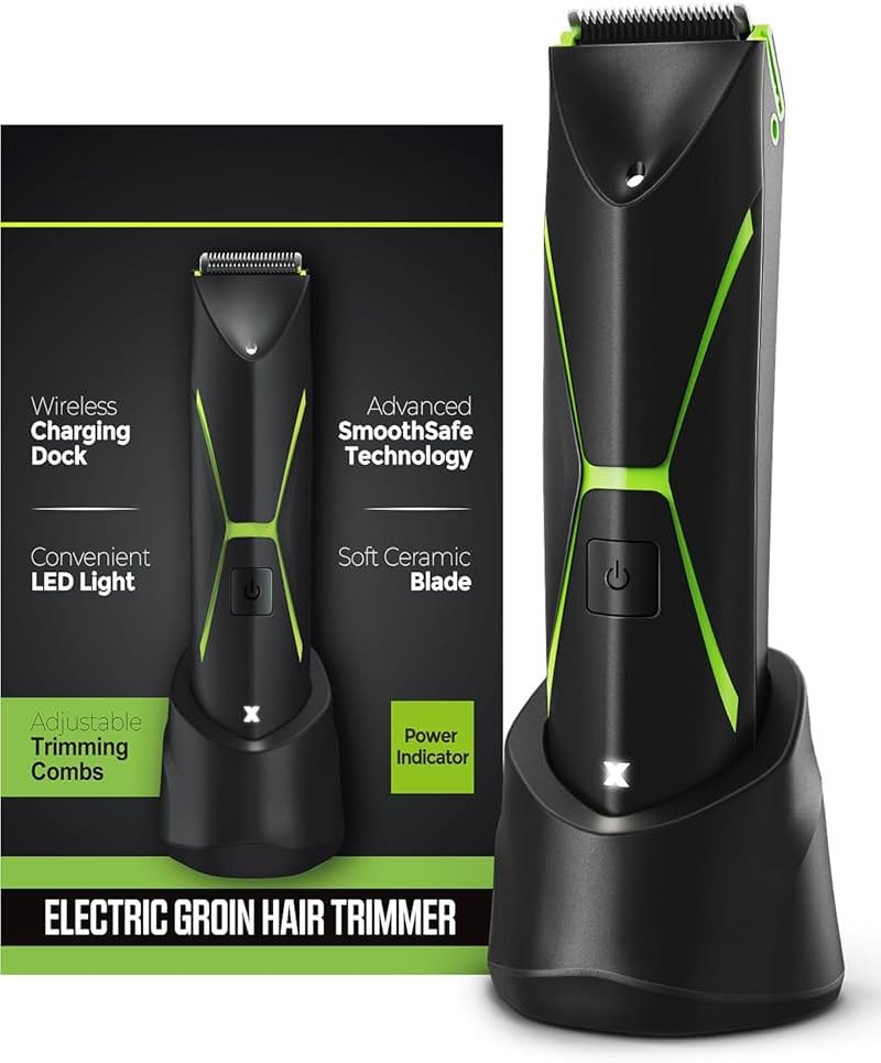 Electric Body Hair Trimmer for Men: Manscape Ball Trimmer Waterproof Pubic Hair Groomer Cordless Rechargeable Groin Shaver Replaceable Blade Wet/Dry Hygiene Razor Portable Body Grooming Travel - Product Image