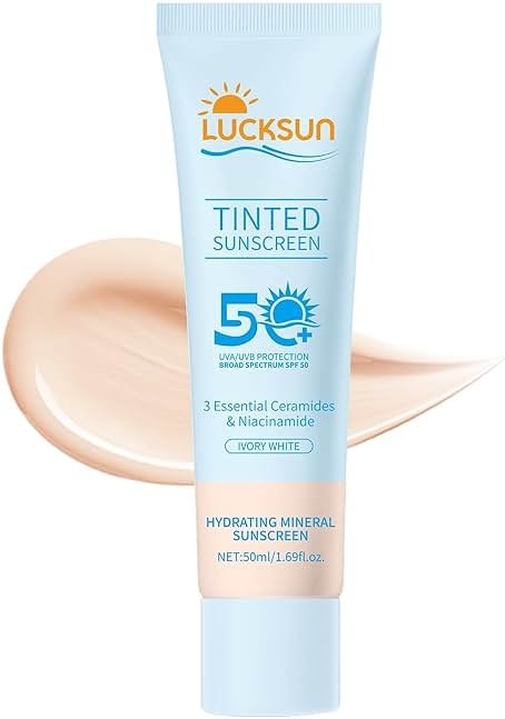 Tinted Mineral Sunscreen SPF 50-2-in-1 Makeup & Sunscreen for Natural Glow, Broad Spectrum Protection + Skincare Benefits All Skin Types (#001, 1.69 Fl Oz (Pack of 1)) - Product Image