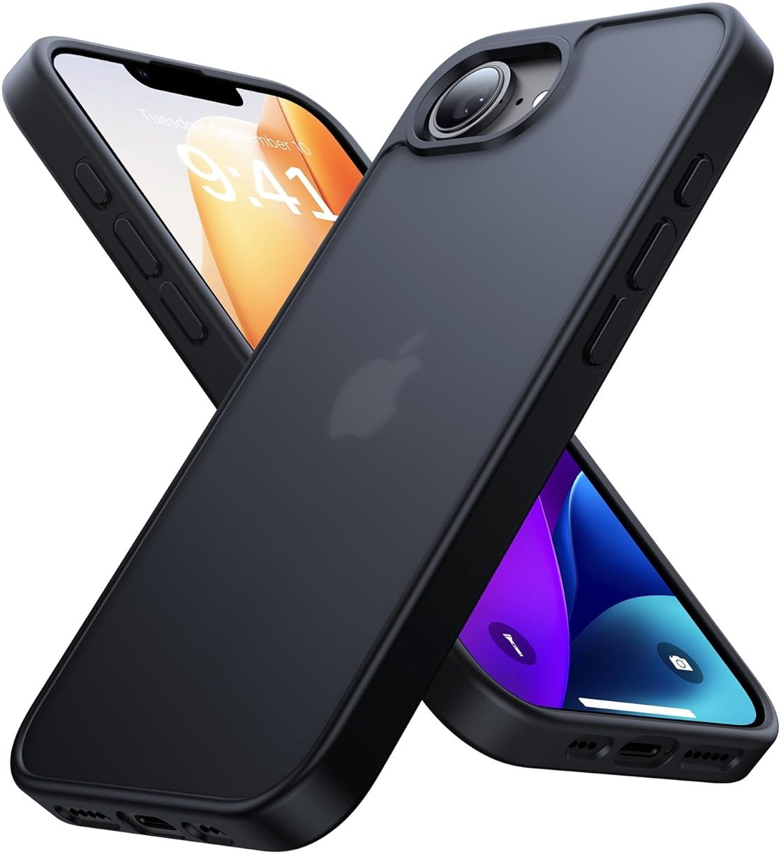 Eastinbox for iPhone 16e & iPhone 17e Case [16FT Military Grade Shockproof], Anti-Slip Anti-Scratch, Slim Translucent Frosted Matte Phone Cover, Case for iPhone 17 e/16 e 6.1", Black - Product Image