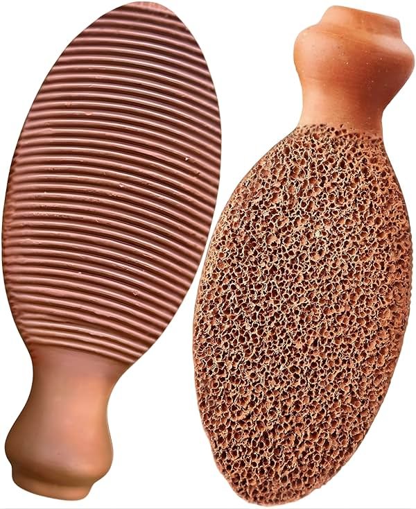 Natural Terra Cotta Pumice Stone for Feet (+Organic Cocoa) Lasts 7+ Years Callus Remover & Trimmer | Ancient Indus Valley Foot Scrubber (Divine Pumice) - Product Image