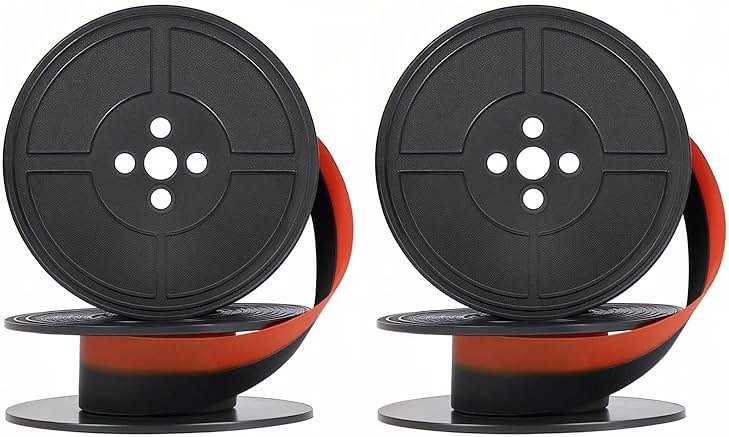 2 Pairs Typewriter Ribbon,Universal Typewriter Ribbon,Impact & Dot Matrix Printer Ribbons, Compatible with Smith Corona, Royal Classic Typewriters ,Suitable for Most Vintage Typewriters(Black/Red) - Product Image