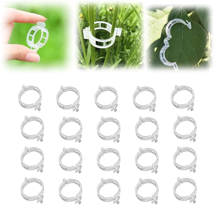 increnobl Reusable Plastic Plant Clips for Climbing Plants 2025 - Gentle & Secure Garden Support Clips for Tomatoes, Vines, Cucumbers, Grapes, Vegetables - Indoor/Outdoor Trellis Clips (100, White) - Product Image