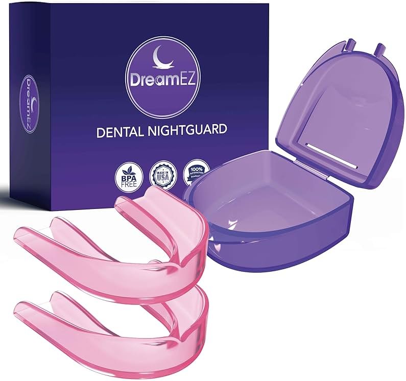 DreamEZ Anti Grinding Mouth Guard for Clenching Teeth at Night, Dental Night Guard for Grinding and Bruxing, Made in The USA (2-Pack) (Pink) - Product Image