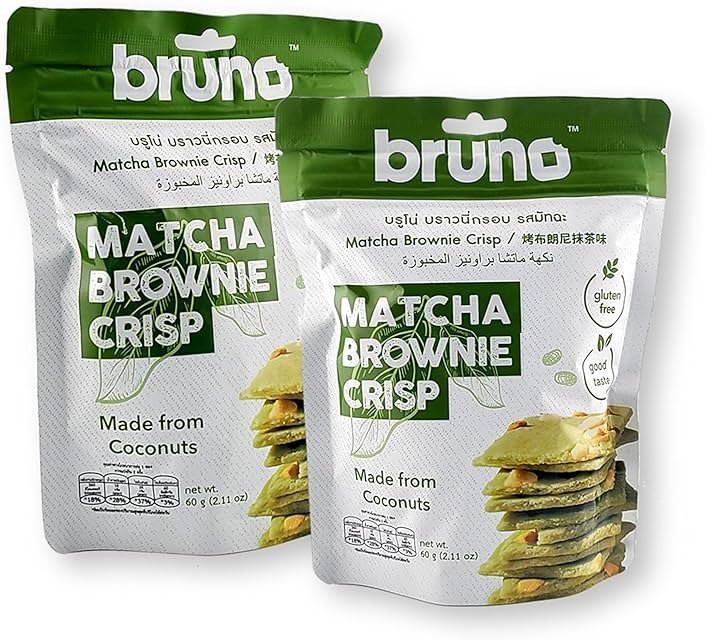 Bruno Matcha Brownie Crisp, Gluten Free and Dairy Free, Coconut Based, 2.11 oz (Pack of 2) - Product Image