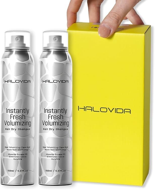 HALOVIDA Dry Shampoo for Women, Dry Scalp Shampoo Spray for Dark Hair Leaves No White Residue, Absorb Oils, Volumizing & Refresh Hair for 72 Hours, 5.07 Fl Oz (Pack of 2) - Product Image
