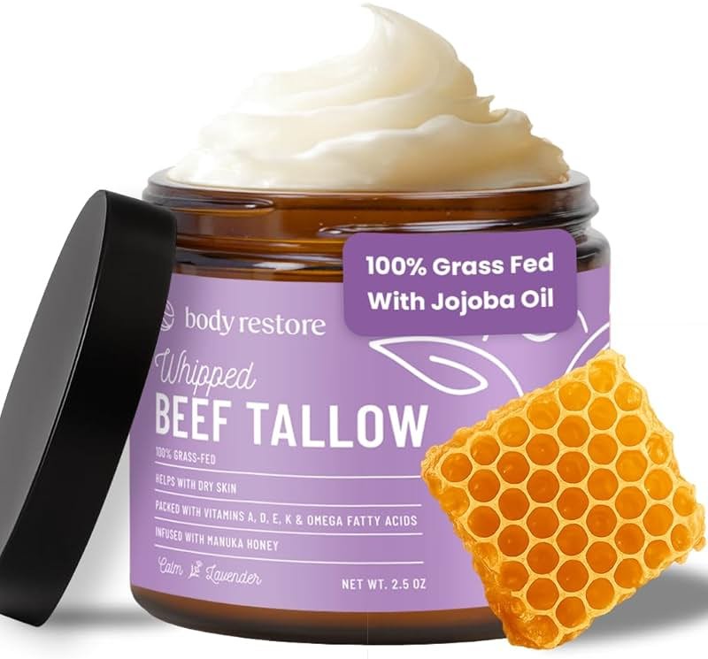 Body Restore Whipped Beef Tallow Balm – Fathers Day Gift for Dad from Daughter Son Wife, Grass Fed Face & Body Moisturizer, Birthday Gifts for Men, Self Care Spa Gifts – Lavender - Product Image